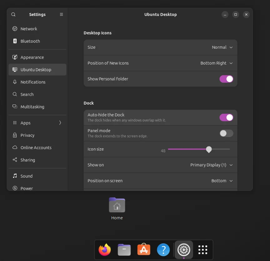 The Dock Behavior Can Be Customized From The GNOME Settings