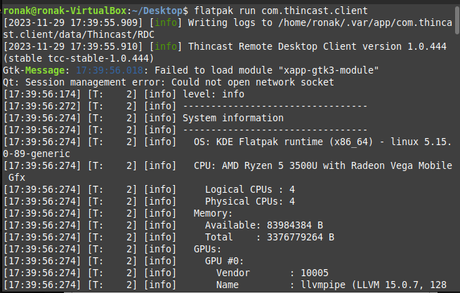 Runnig Thincast On Flatpak