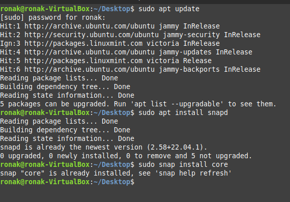 Updating Installing Snap And Core