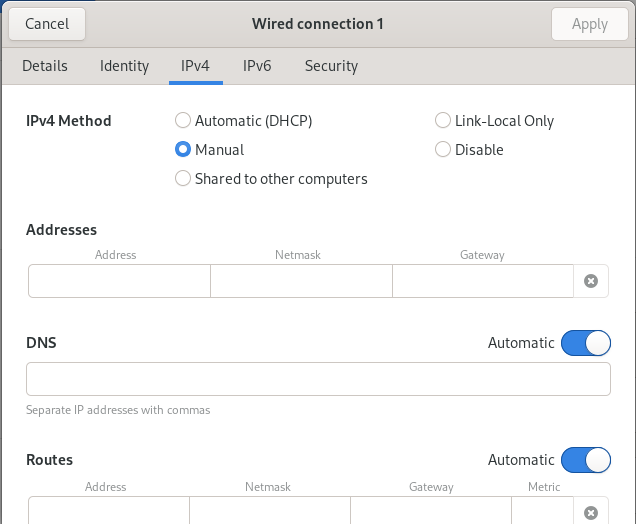 Navigate to the IPV4 tab