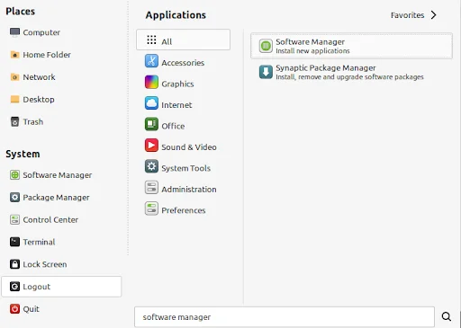 Open Software Manager From App Menu