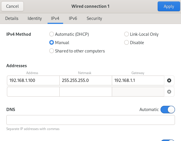 Enter IP Address, Netmask, Gateway