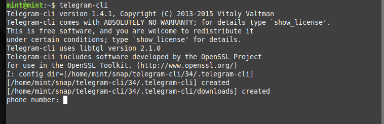 Running Telegram CLI