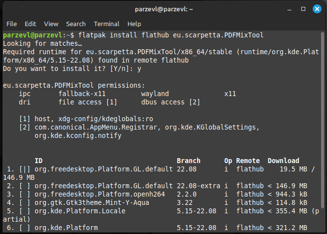 Install PDFMixTool Using Flatpak