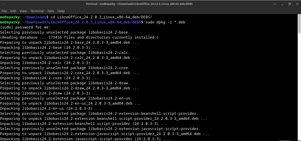 Installing LibreOffice From Unpacked File