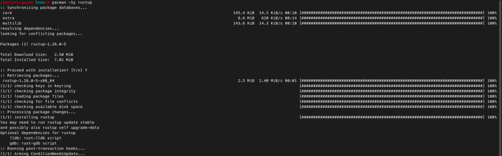 Installing Rustup Using Package Manager