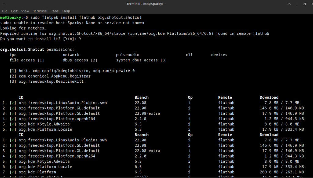 Installing Shotcut Using Flatpak