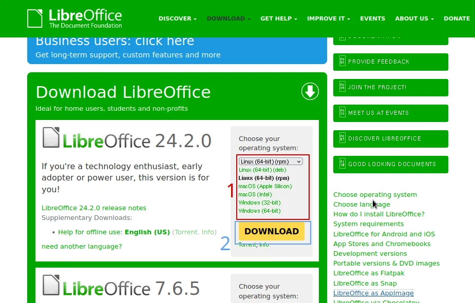 LibreOffice Download Page