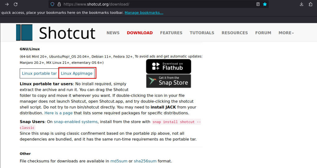 Shotcut Download Page