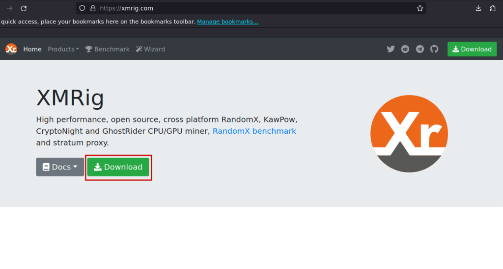 Xmrig Website Homepage