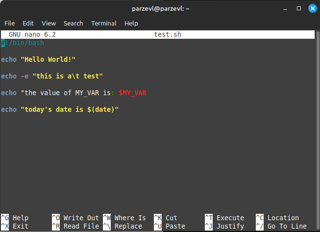 Example Code For Shell File