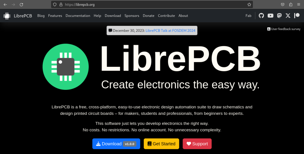 Home Page Of LibrePCB Website