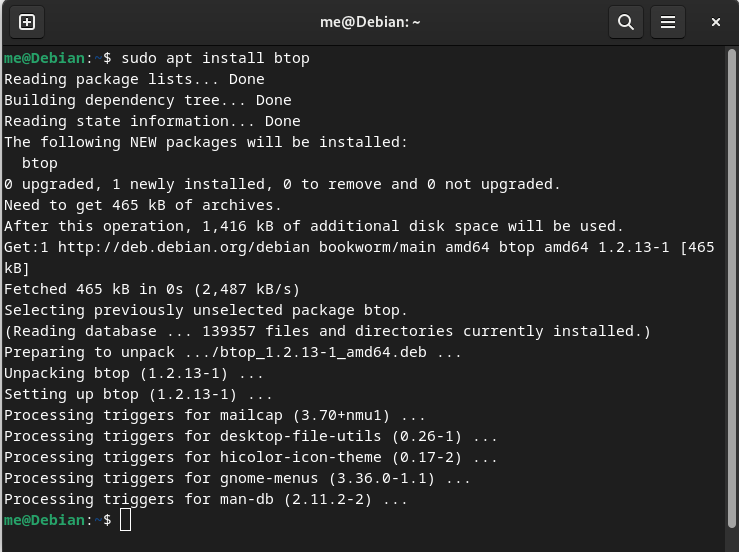 Installing Btop Using Apt