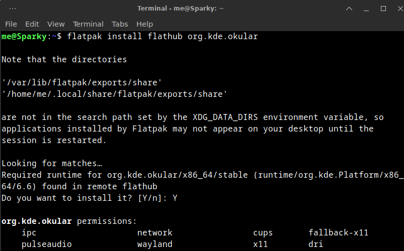 Installing Okular Using Flatpak