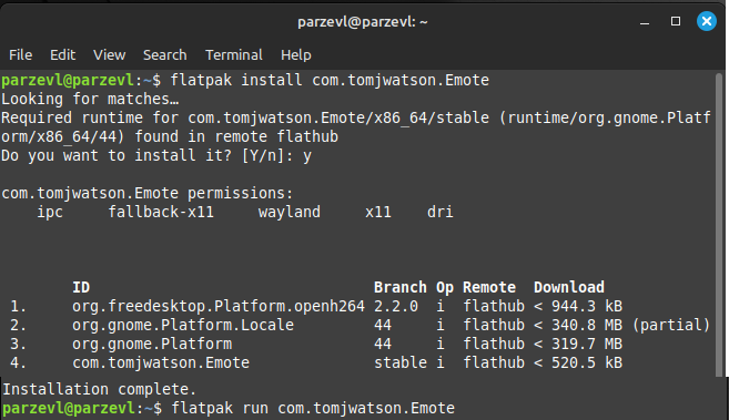 Installing And Running Emote Through Flatpak