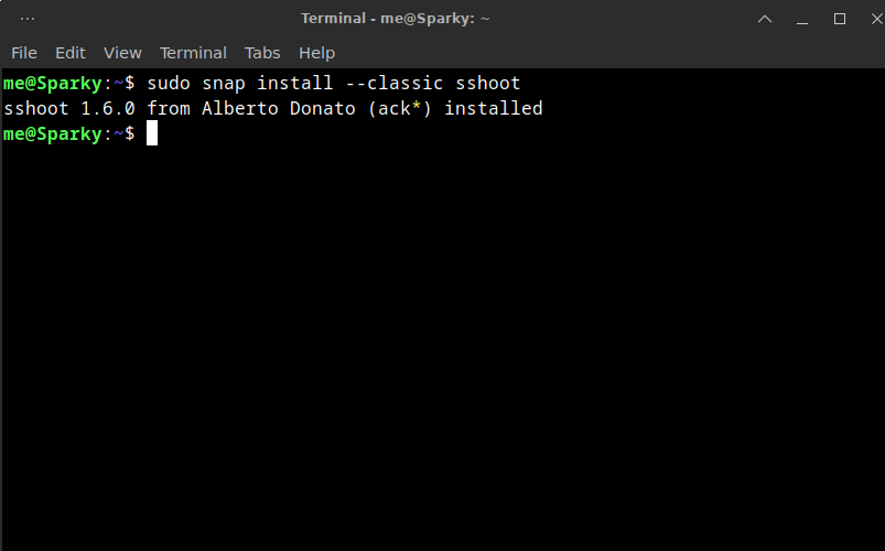 Installing Sshoot Using Snap