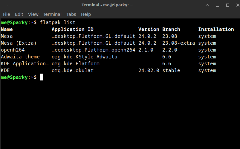List Of Installed Flatpak Applications