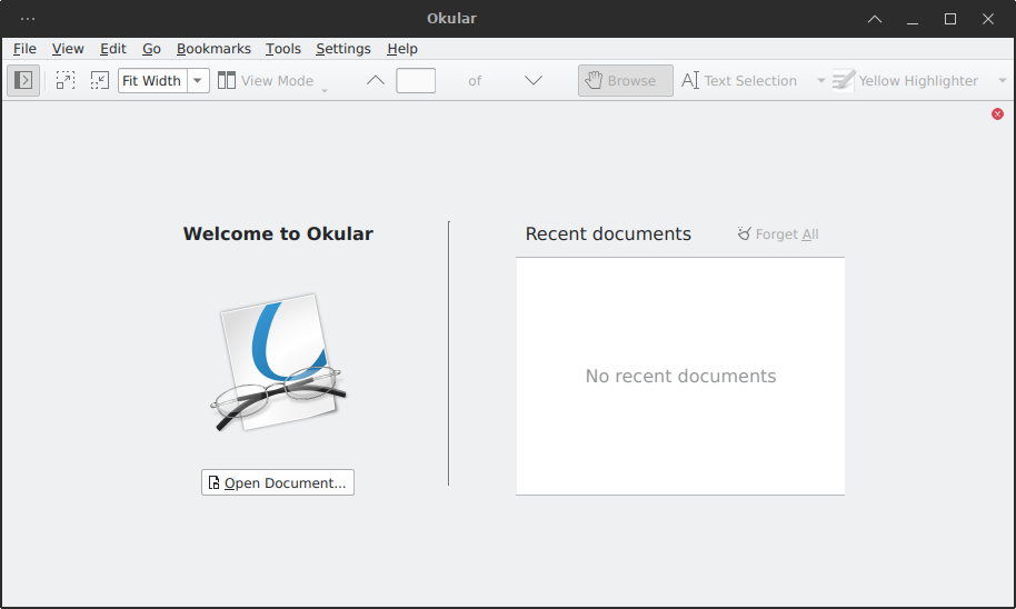 The Interface Of Okular Document Viewer
