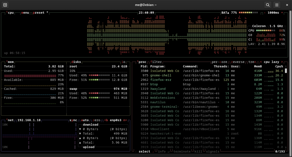 The Inteface Of Btop