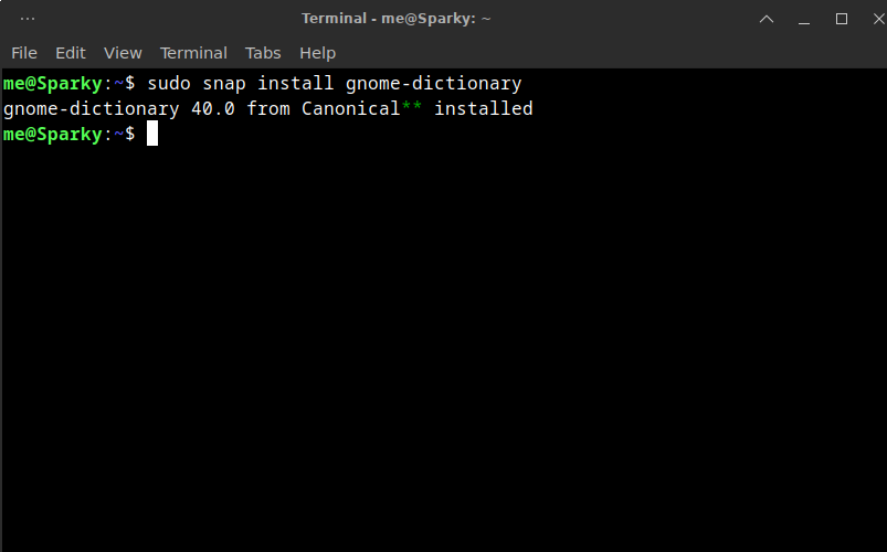 Installing Gnome Dictionary Using Snap