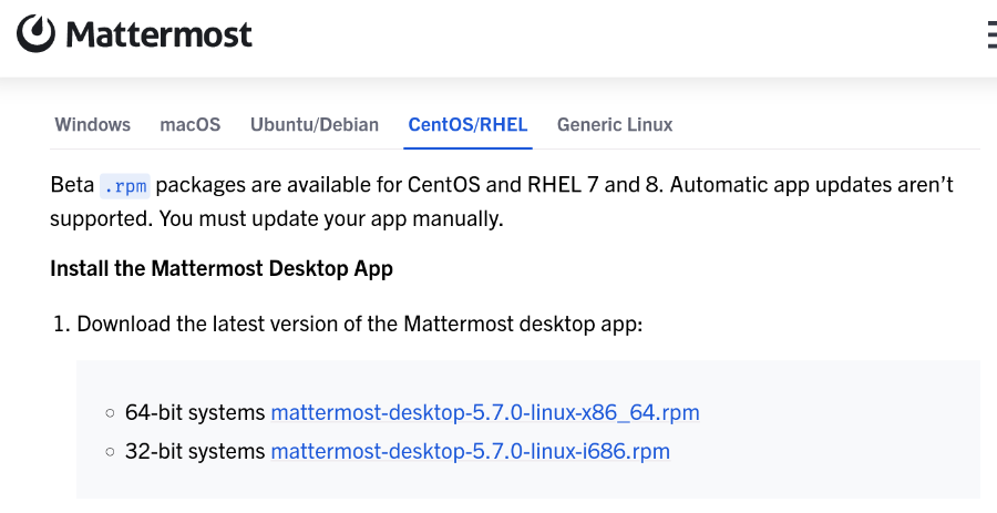 Download The Official RPM File Of Mattermost Desktop
