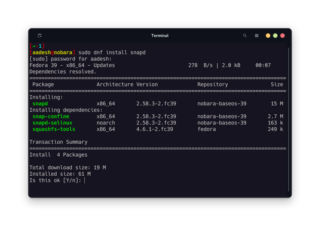 Installing Snap Package Manager On Nobara Linux