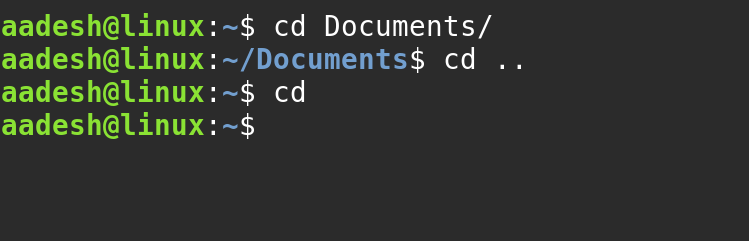 Change Directory Using Cd Command