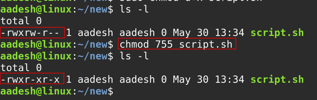 Changing File Permission Using Numeric Mode