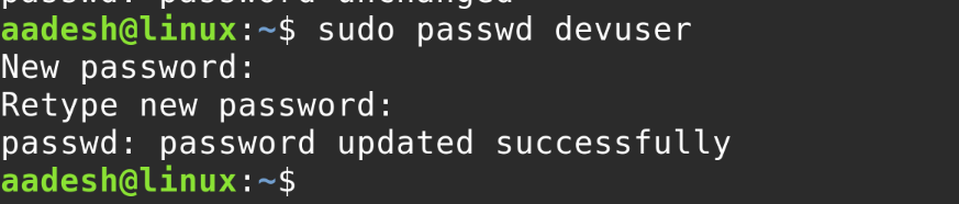 Changing Password Of The New User