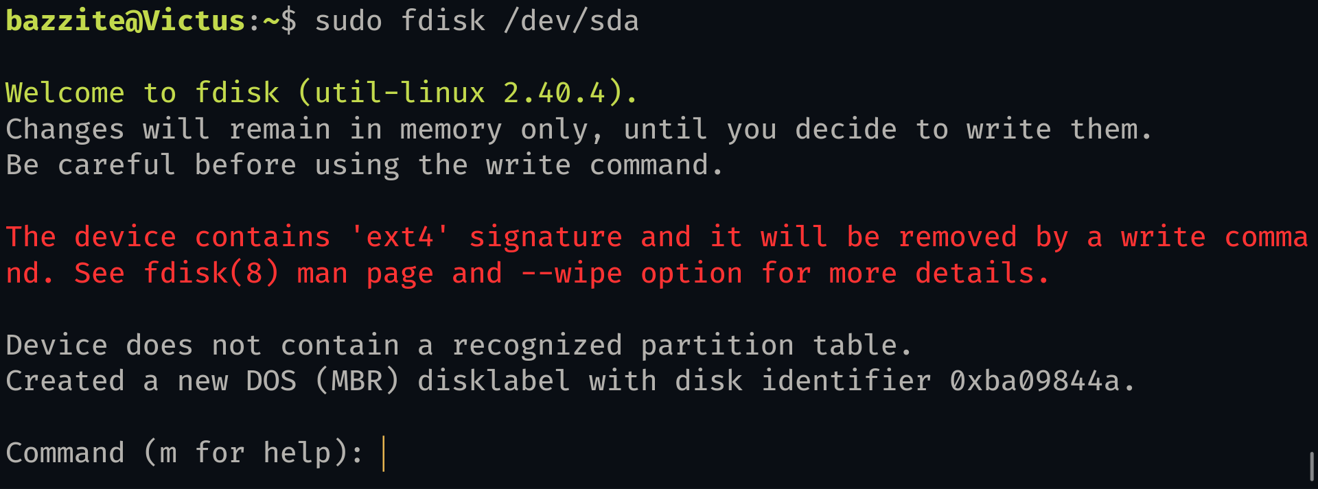 Create A New Partition