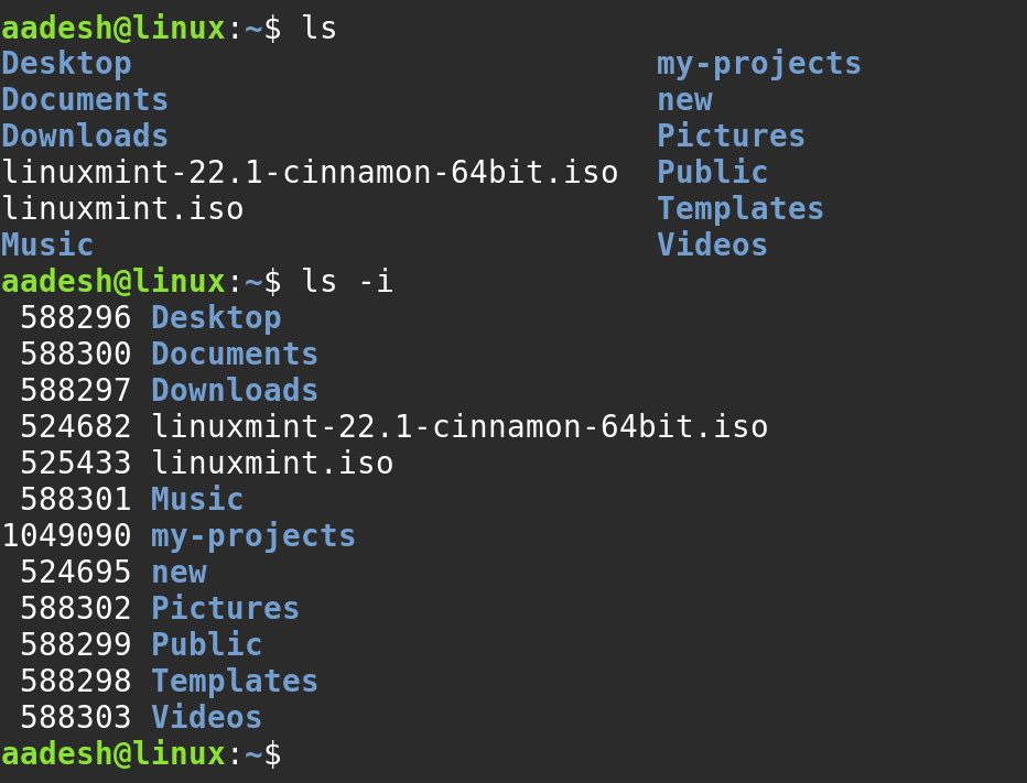 Output Of Ls Command On Mint