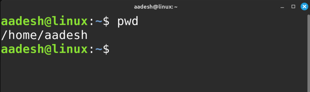 Output Of Pwd Command On Linux Mint