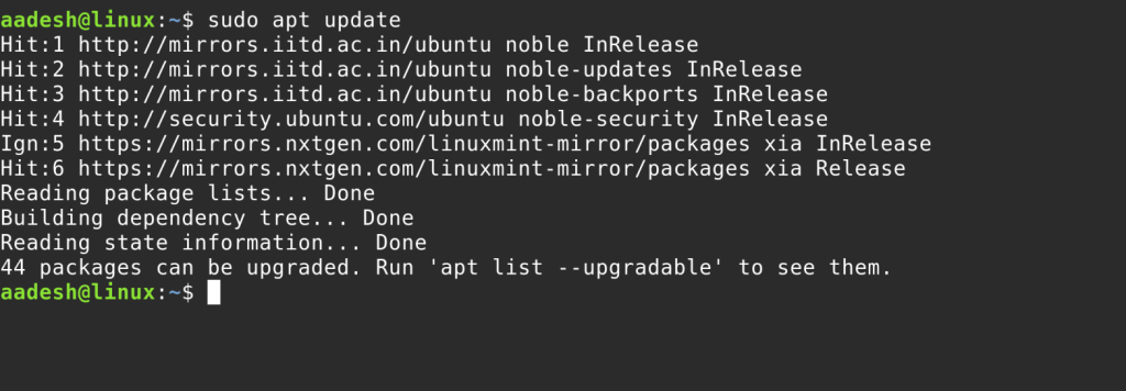 Updating Packages Using Apt Command
