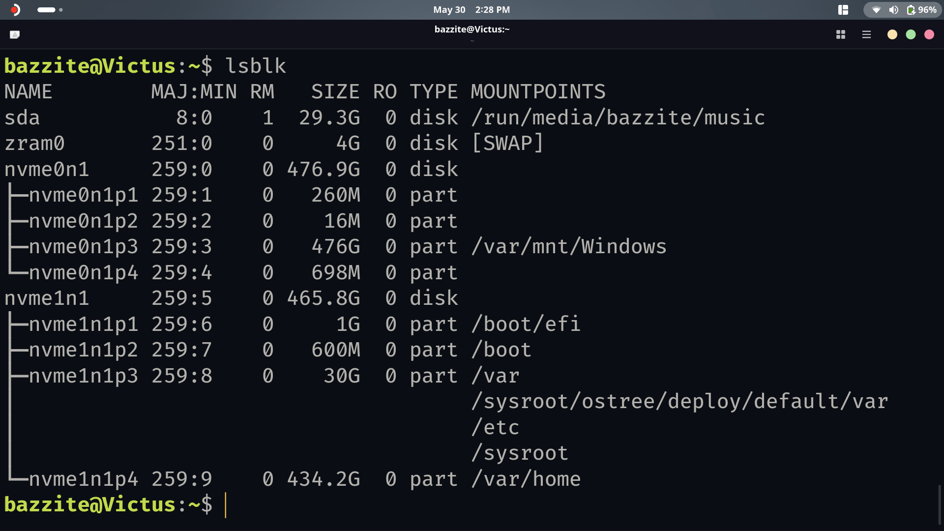 View The Partitions Using Lsblk Command