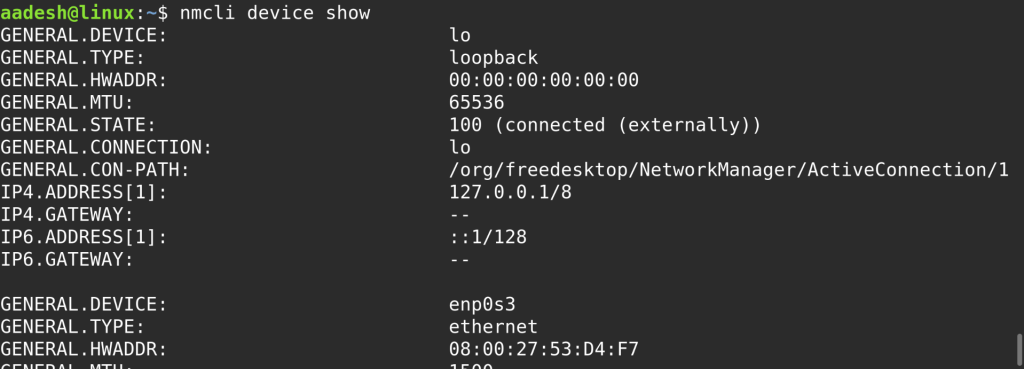 Viewing Current Network Interface