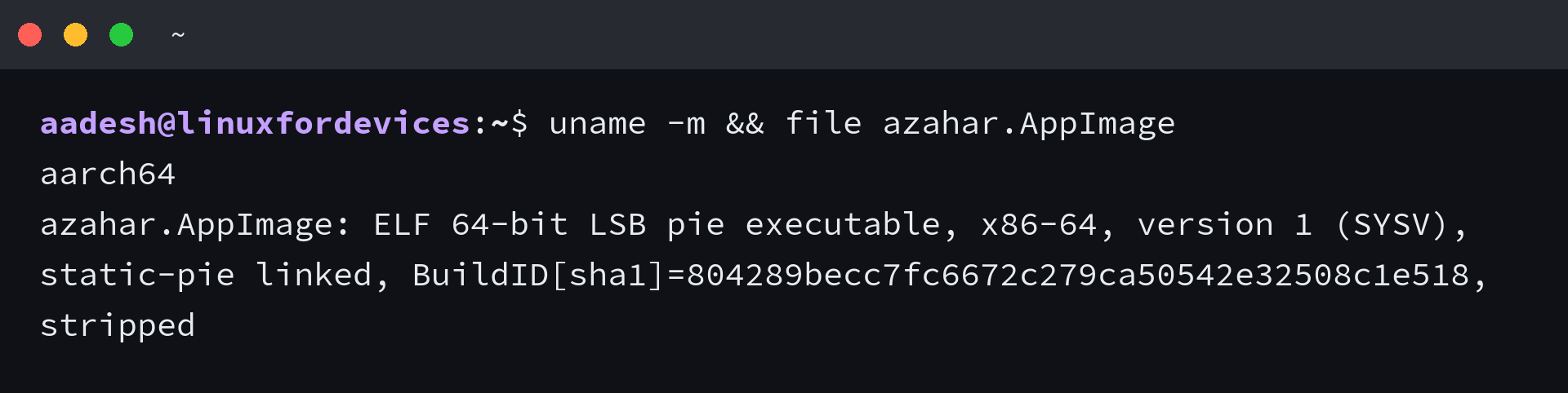 Terminal showing an ARM64 Linux system and an x86-64 Azahar AppImage