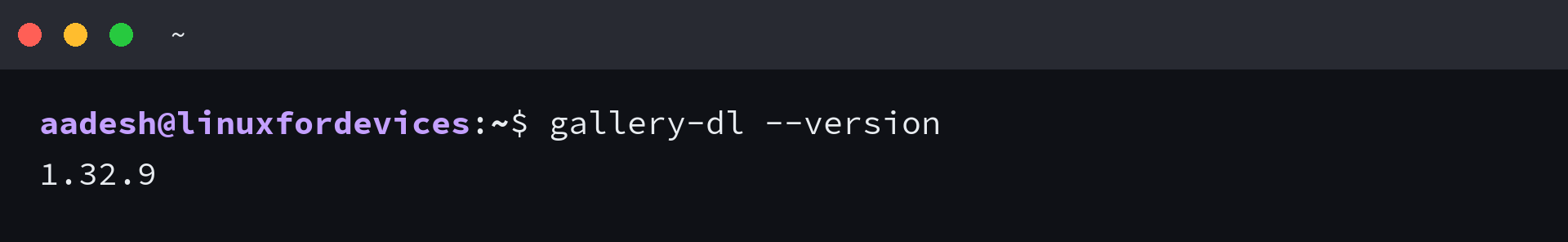 gallery-dl 1.32.9 version output in a Linux terminal
