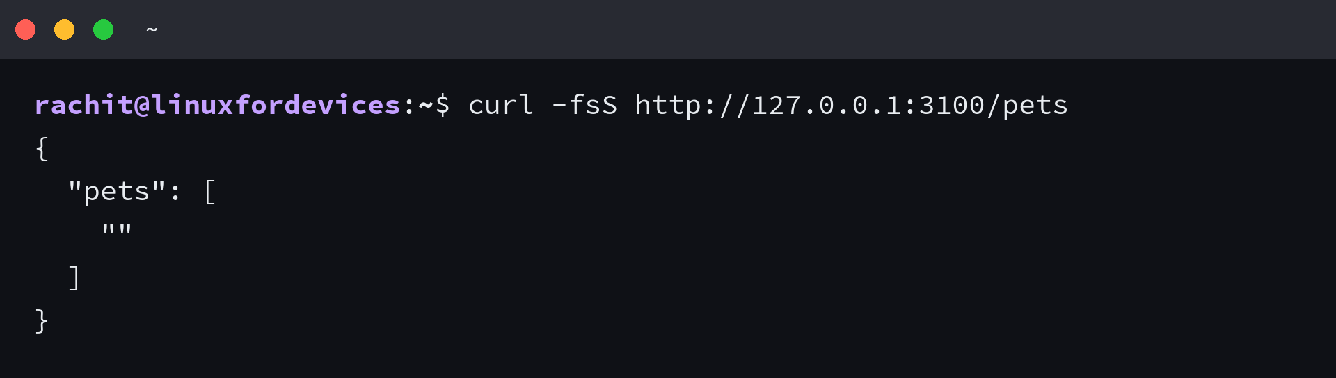 Terminal output from a Mockoon CLI mock API on Linux