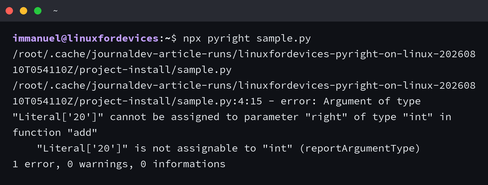Pyright reports a string passed to an integer parameter