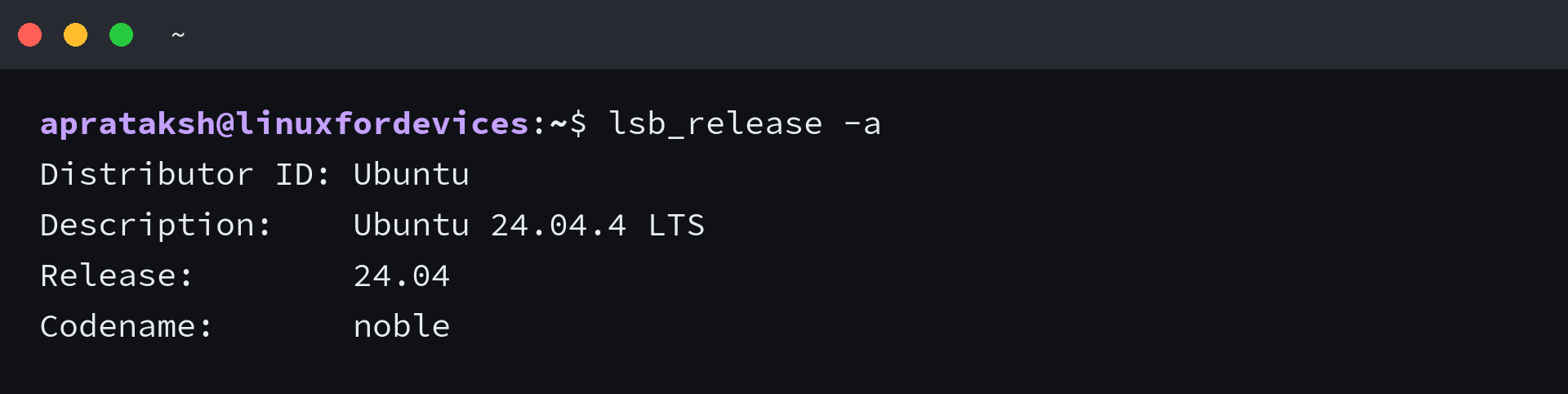 Ubuntu release and codename printed by lsb_release -a
