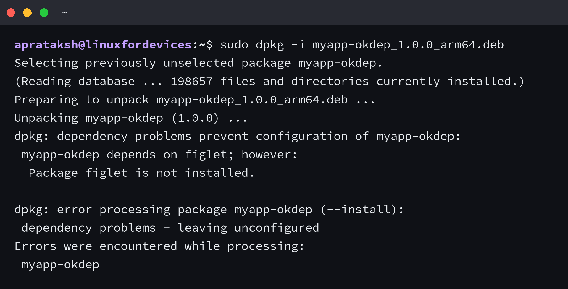 dpkg leaving a package unconfigured because a dependency is missing