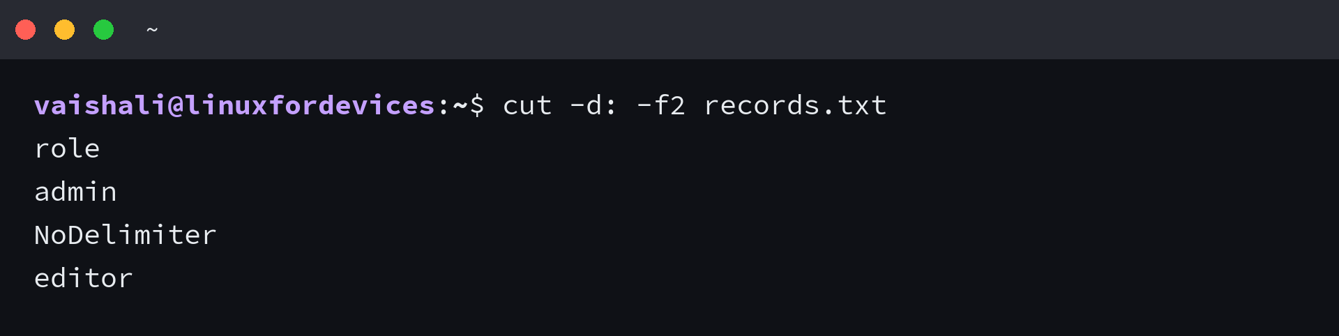 cut field output with NoDelimiter passed through
