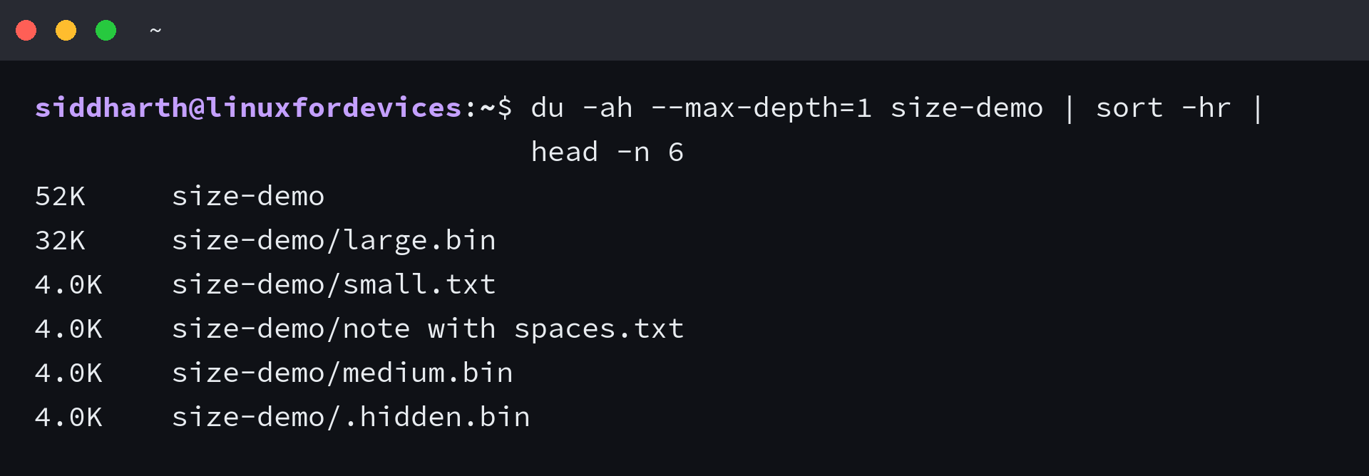 GNU du output sorted by disk usage