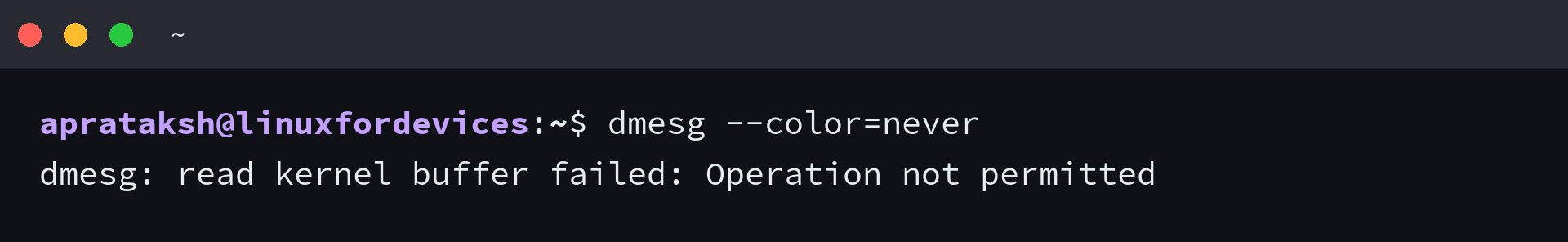 dmesg permission error when the kernel buffer is restricted