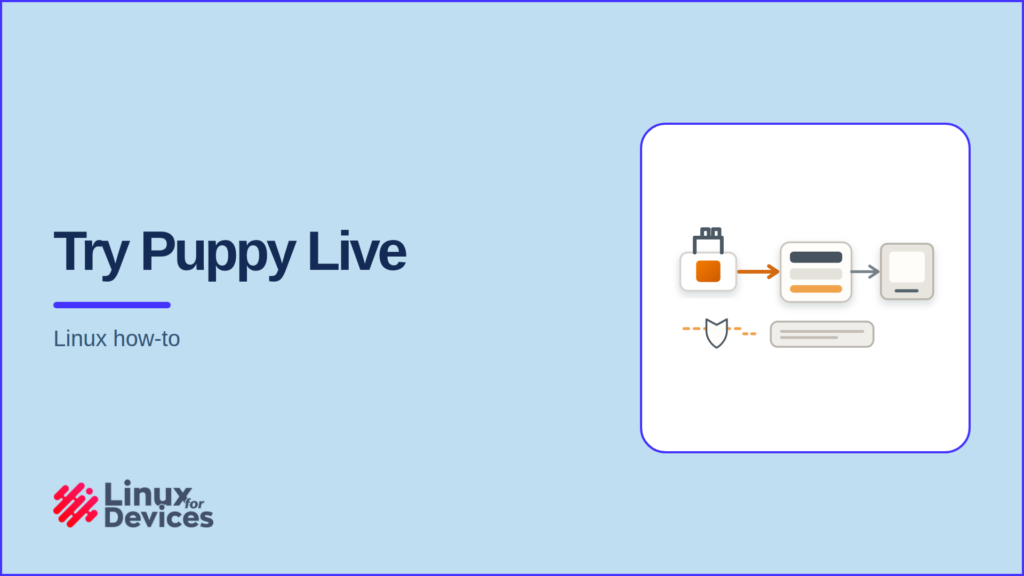 Puppy Linux live session booted from USB, separate from the protected internal drive