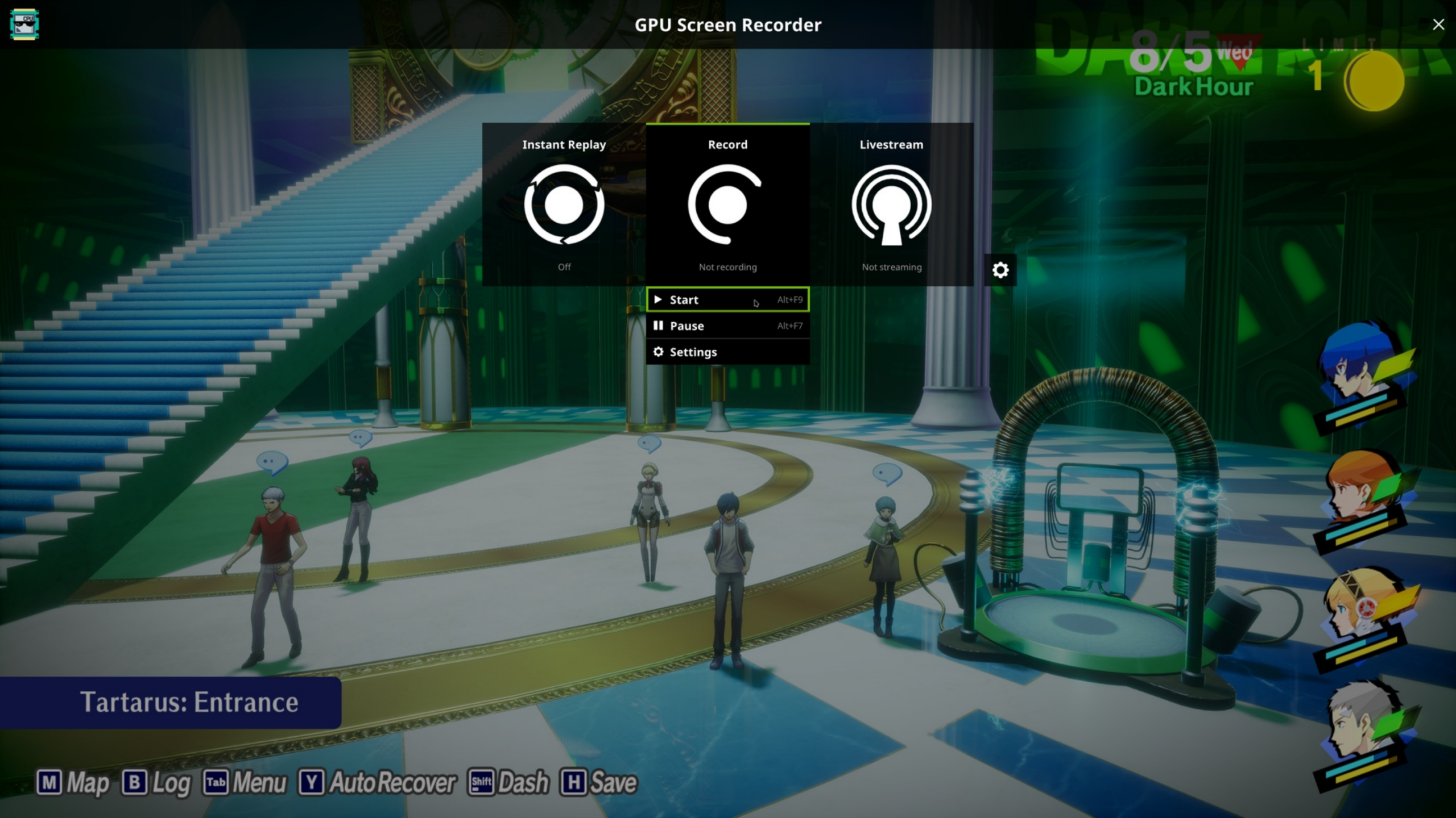 GPU Screen Recorder overlay with instant replay, recording and livestream states