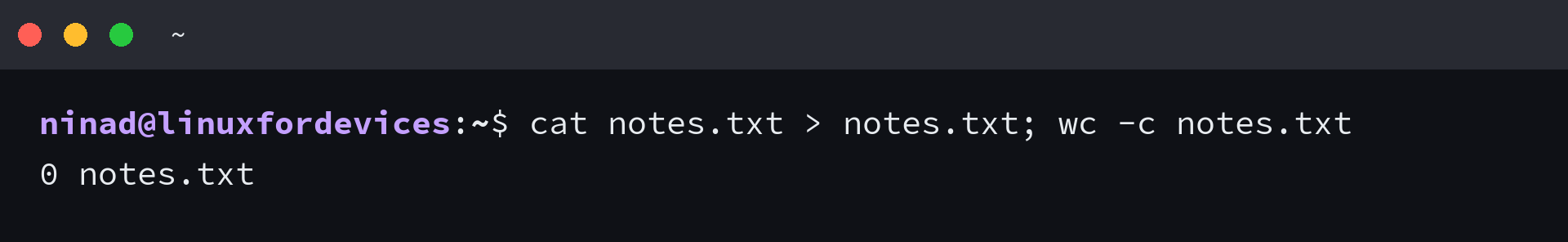 wc -c reporting zero bytes after cat truncated the file it was reading