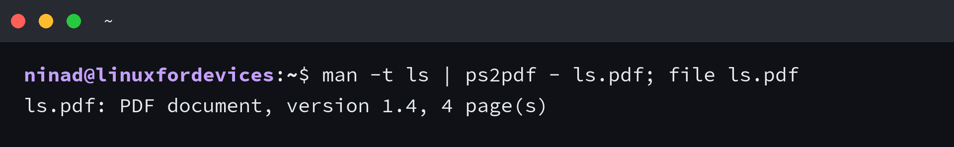 PostScript from man converted to a PDF and confirmed with file