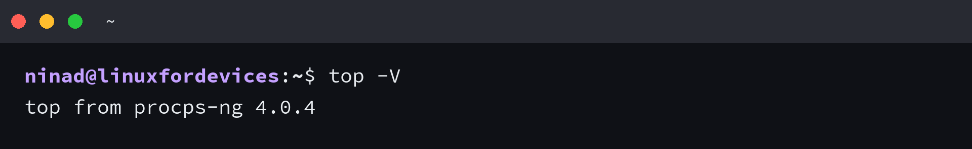 Terminal output showing top from procps-ng 4.0.4