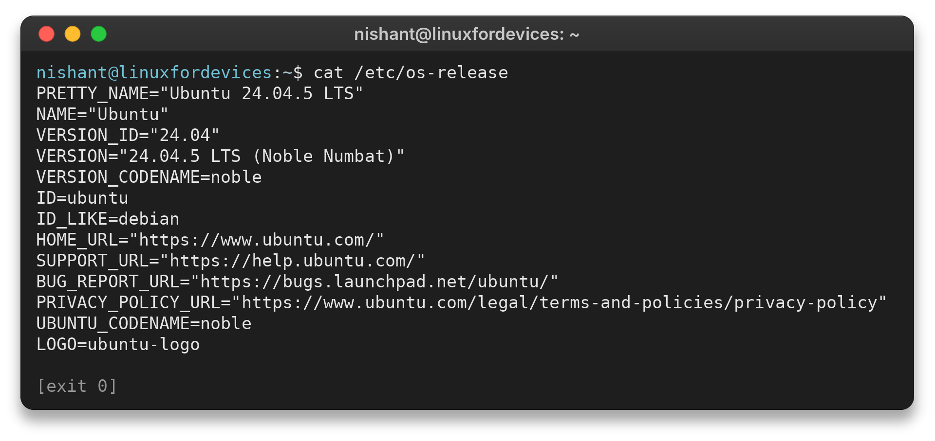 Ubuntu 24.04 release information in a terminal
